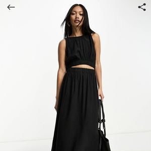 ASOS Design Linen Midi Dress with Cut-outs